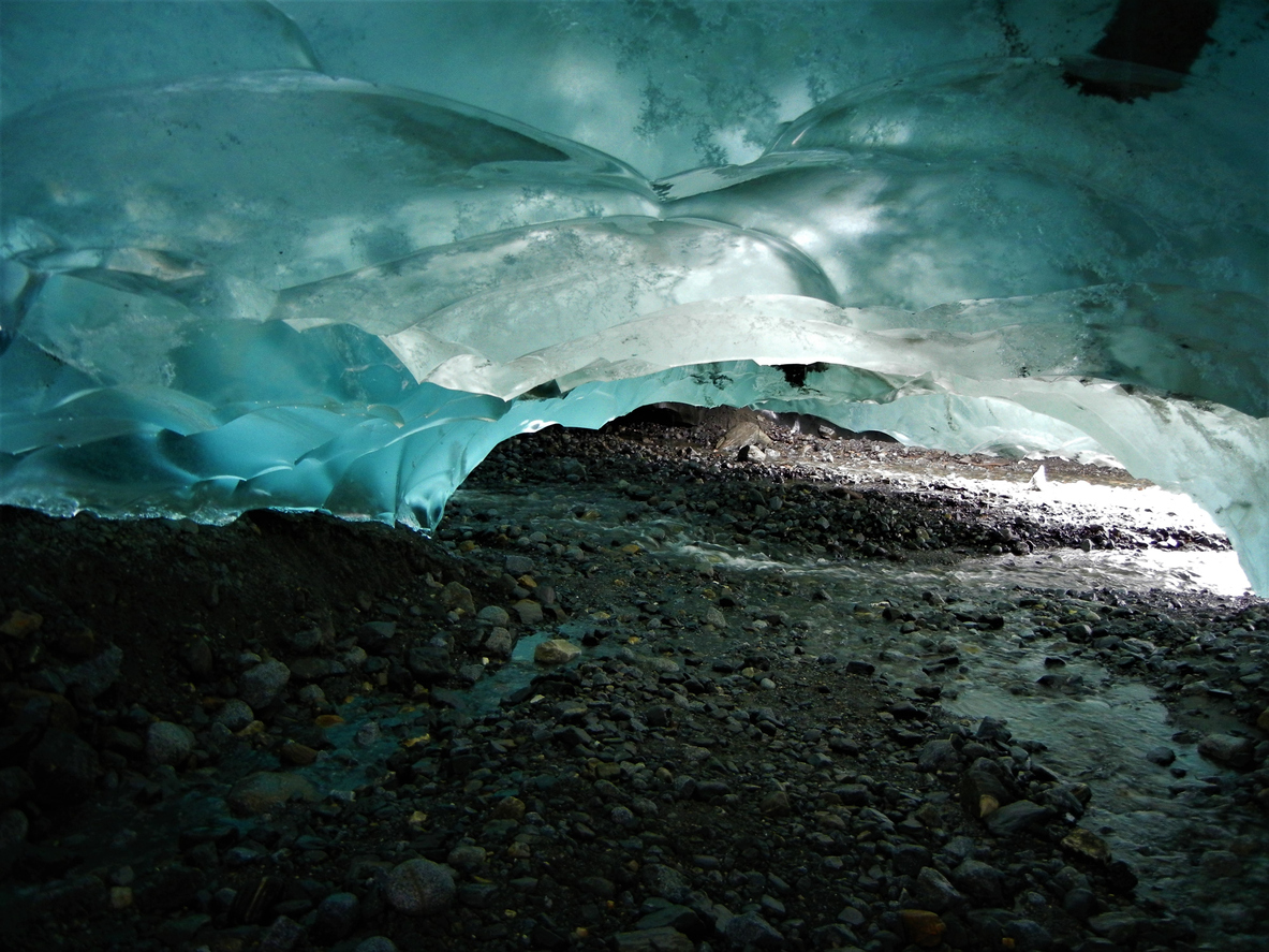 Ice Cave Under Mendenhall Glacier in Juneau Alaska